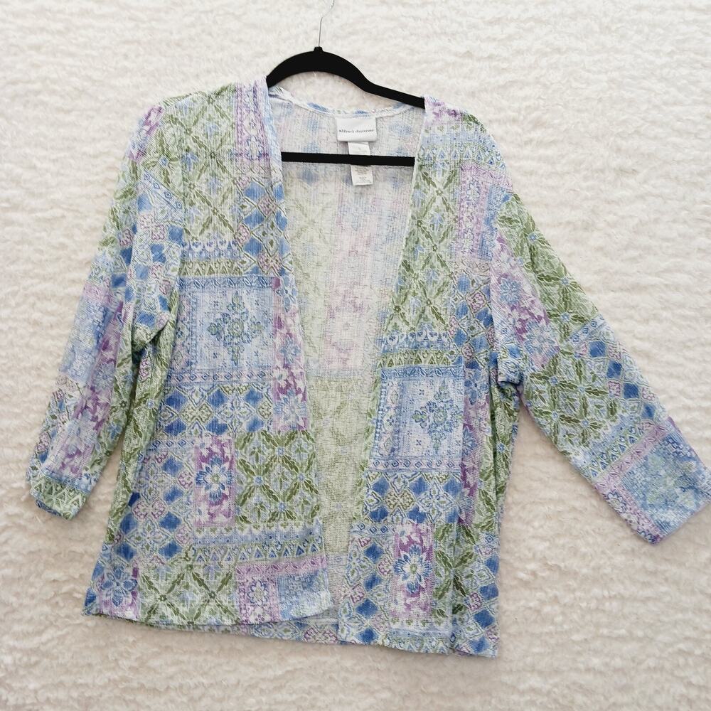 Cardigan Open Floral Lavender Patchwork Academia Coastal Grandma Resort Size L
